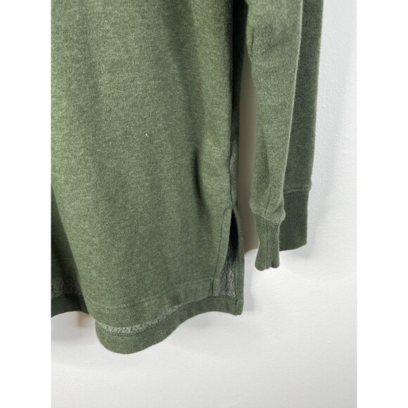 J Crew Small Green Button Collar Fleece Pullover Sweatshirt - Picture 7 of 10